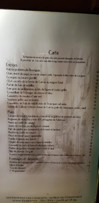 Restaurant français Les Calicots à Fabrezan (la carte)