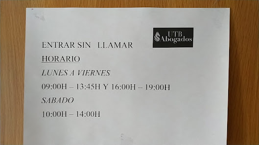 UTB Abogados Av. Buenos Aires, 33, 1, º, 50180 Utebo, Zaragoza, España