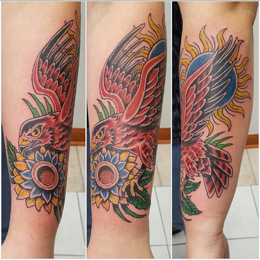 Explore half sleeve mens tattoo ideas, creative tattoo ideas in Hampton, available at Blue Horseshoe Tattoo and Body Piercing