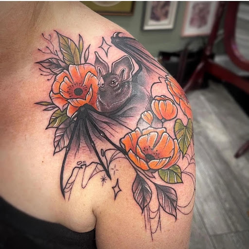 Explore trippy mushroom tattoo ideas, creative tattoo ideas in Charles Town, available at Blue Heron Tattoo