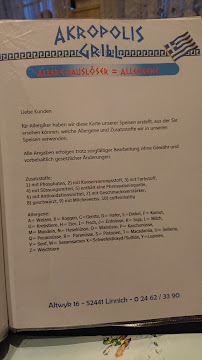 Akropolis-Grill à Linnich carte