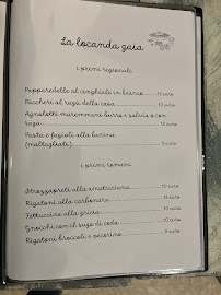 Menu / carte de La locanda gaia à Rome