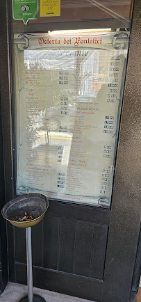 Menu du Osteria dei Pontefici à Rome
