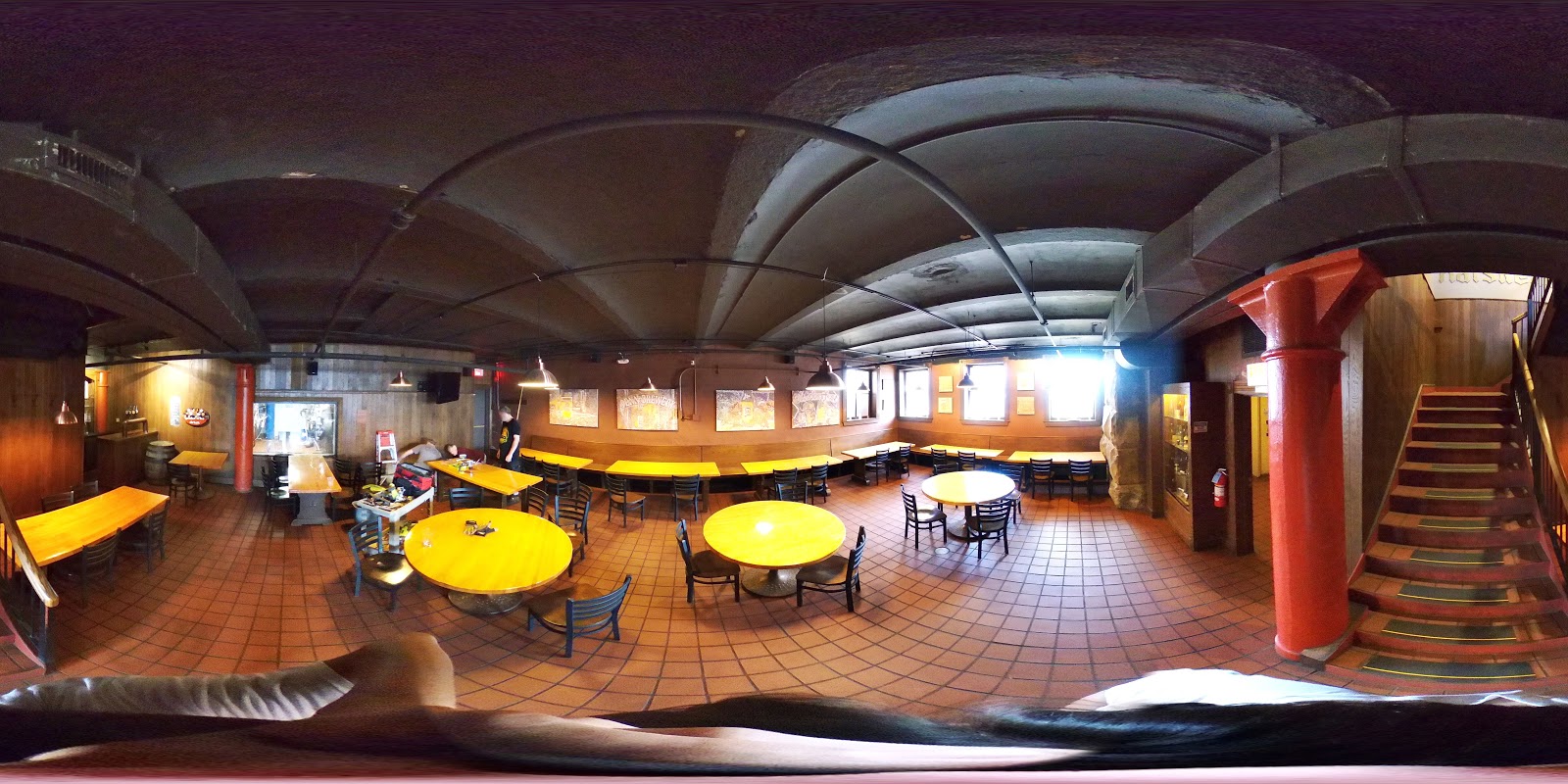 Brewing tanks in a taproom