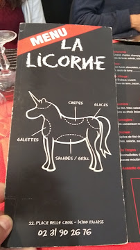Menu / carte de La Licorne SARL à Falaise