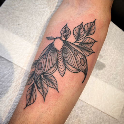 Explore left arm tattoo ideas, creative tattoo ideas in Hailey, available at Mountain Rose Tattoo Studio