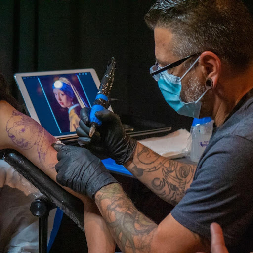 Explore leg sleeve tattoo ideas for guys, creative tattoo ideas in Tulsa, available at Black Sheep Tattoo