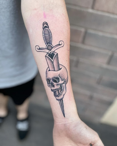 Explore haunted house tattoo ideas, creative tattoo ideas in Peoria, available at Modern Ink Tattoo