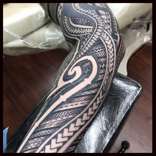 Explore side thigh tattoo ideas, creative tattoo ideas in San Diego, available at Funhouse Tattoo