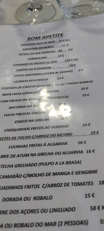 Restaurant A Chaminé à Altura (la carte)