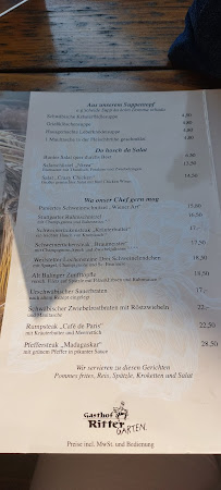 Menu du Gasthof Ritter à Balingen