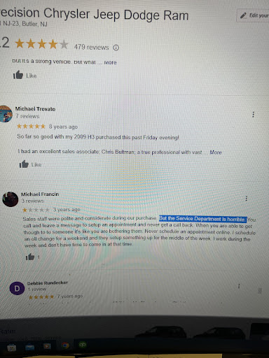 Car Dealer «Precision Chrysler Jeep Dodge Ram», reviews and photos, 1341 NJ-23, Butler, NJ 07405, USA