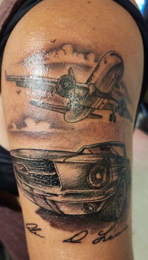 Explore black and grey tattoos sleeves ideas, creative tattoo ideas in Hinesville, available at Liberty Tattoo Co