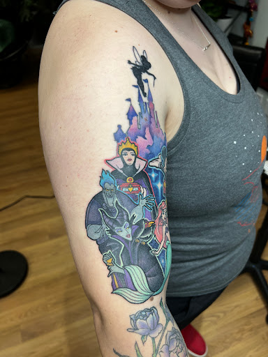 Explore firefighter sleeve tattoo ideas, creative tattoo ideas in Roy, available at Garden Gate Tattoo & Art Collective