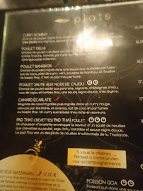 Thaï L'Inde à Angers menu