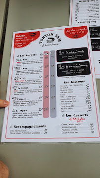 Menu / carte de Tonton Sam à Arles