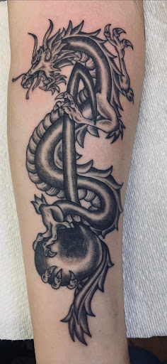 Explore ghost rider tattoo ideas, creative tattoo ideas in Arlington, available at Ink by Mina Tattoo Shop