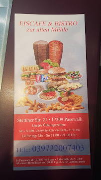 Restaurant Eiscafe & Bistro Zur alten Mühle à Pasewalk - menu / carte