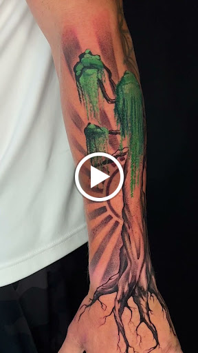 Explore spongebob tattoo ideas, creative tattoo ideas in West Palm Beach, available at Wooden Heart Tattoos and Piercings