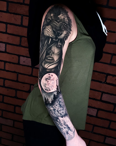 Explore curly hair tattoo ideas, creative tattoo ideas in Grand Haven, available at Ink Haven Tattoo Studio