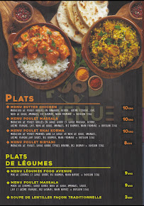 Carte du Restaurant Food Avenue à Saint-Denis