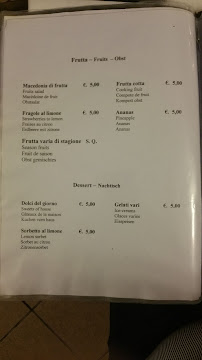 Antica Bohéme à Rome menu