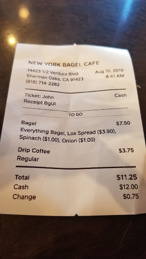 Cafe «New York Bagel Cafe», reviews and photos, 14423 1/2 Ventura Blvd, Sherman Oaks, CA 91423, USA
