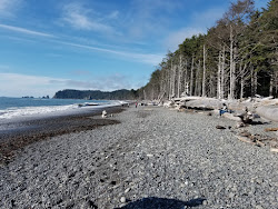 Foto de Rialto Beach rodeado por montanhas