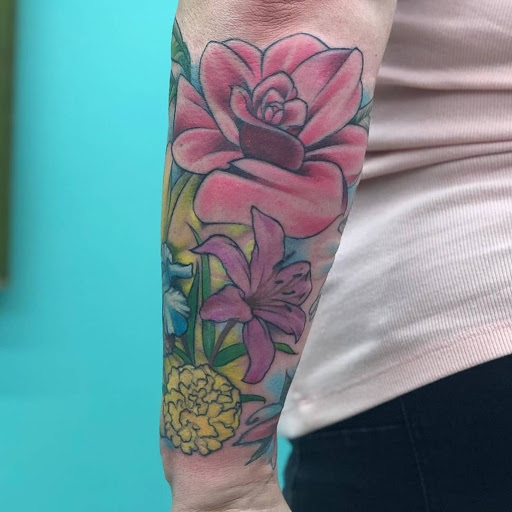 Explore arm tattoo sleeve ideas, creative tattoo ideas in Calhoun, available at A Sailors Grave Tattoo Parlor