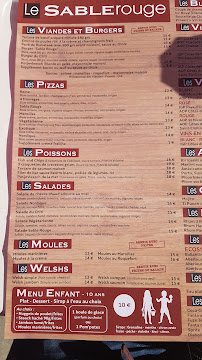 Menu du Le Sable Rouge à Wimereux