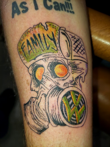 Explore dog sleeve tattoo ideas, creative tattoo ideas in Odessa, available at Little Dragon Tattoos Studio