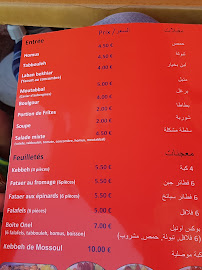 Restaurant de spécialités du Moyen-Orient Resto Onel مطعم اونيل العراقي à Strasbourg (le menu)