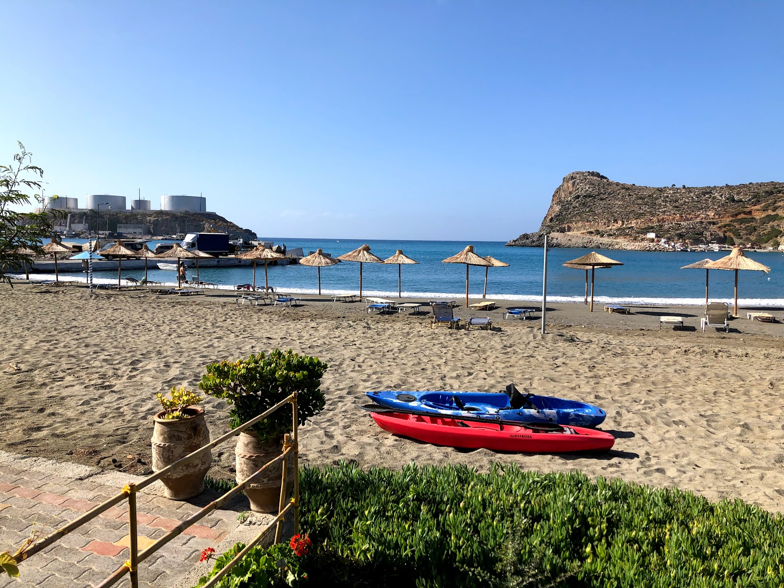 Photo of Kaloi Limenes beach with turquoise pure water surface