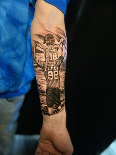 Explore men bicep tattoo ideas, creative tattoo ideas in Concord, available at Ethereal Tattoo LLC