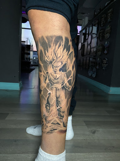 Explore race car tattoo ideas, creative tattoo ideas in Forney, available at Supernatural Tattoo Studio