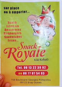 Snack Royale kikikebab à Bray-Dunes menu