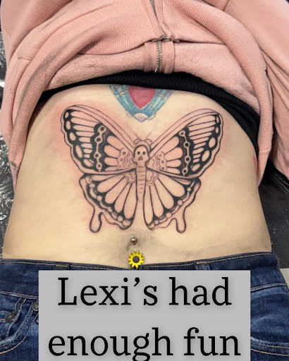 Explore mothman tattoo ideas, creative tattoo ideas in Sunbury, available at Spot of Ink