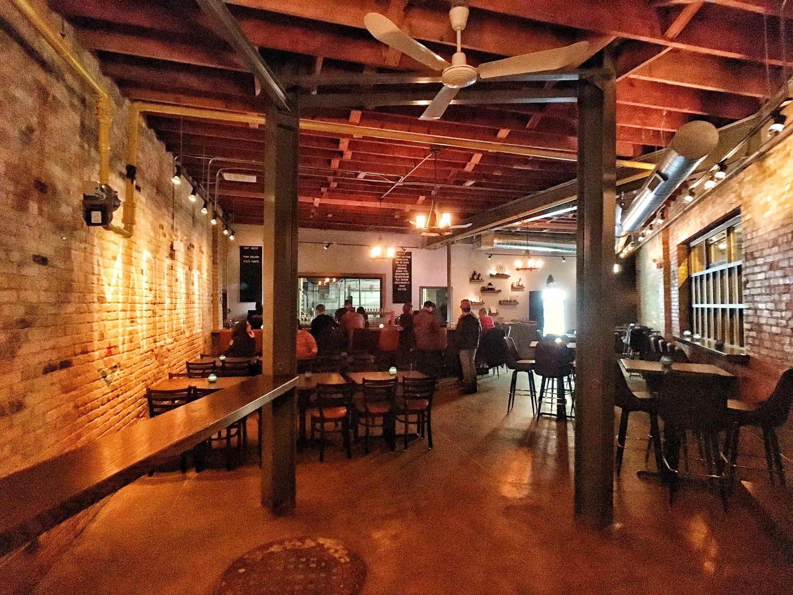 Brewing tanks in a taproom