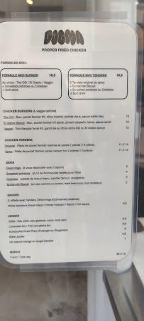 Menu / carte de Dogma à Paris