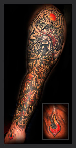 Explore peaceful tattoo ideas, creative tattoo ideas in Richmond, available at Art Period llc Tattoos and Artwork by Leigh Odom