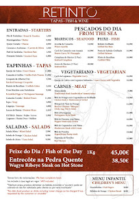 Menu du Retinto - Tapas & Fish Vilamoura à Quarteira
