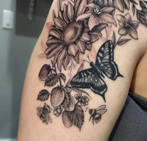 Explore cover up tattoo ideas on shoulder, creative tattoo ideas in Vancouver, available at Studio X Tattoos & Piercings