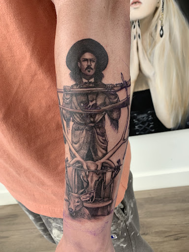 Explore angel forearm tattoo ideas, creative tattoo ideas in Pittsburgh, available at Crimson Lotus Collective