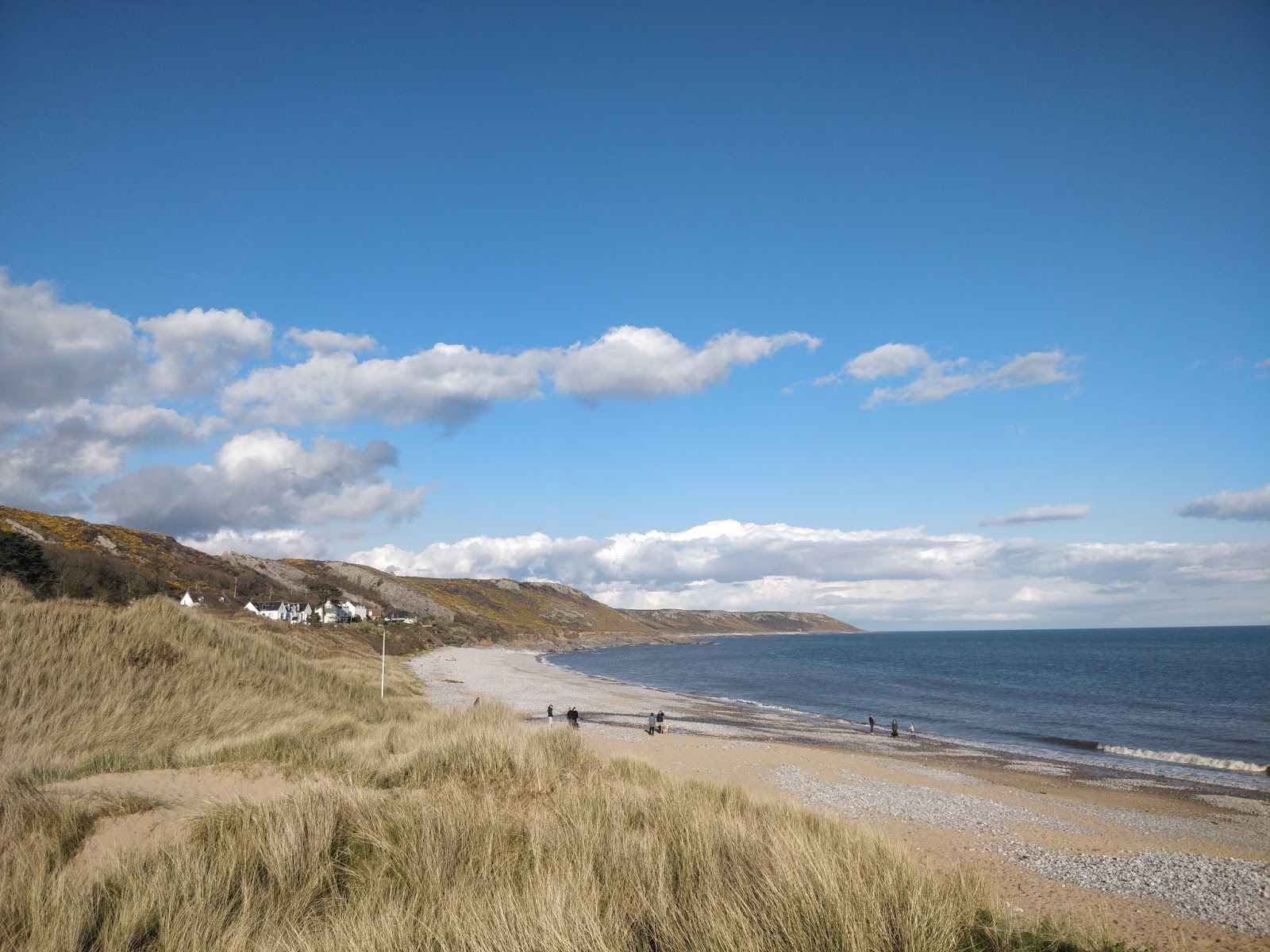 Foto van Port Eynon beach met recht en lang