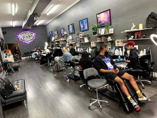 Explore pink panther tattoo ideas, creative tattoo ideas in Hollywood, available at Sacred Eye Tattoos