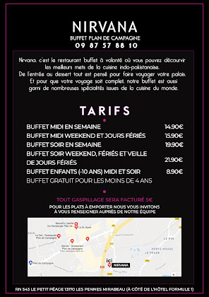 menu du restaurants Nirvana Buffet Plan de Campagne à Les Pennes-Mirabeau