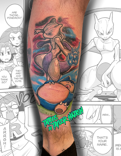 Explore mens thigh tattoo ideas, creative tattoo ideas in Palm Harbor, available at Angry Owl Tattoo and Piercing