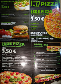 Menu / carte de My Pizza à Aachen