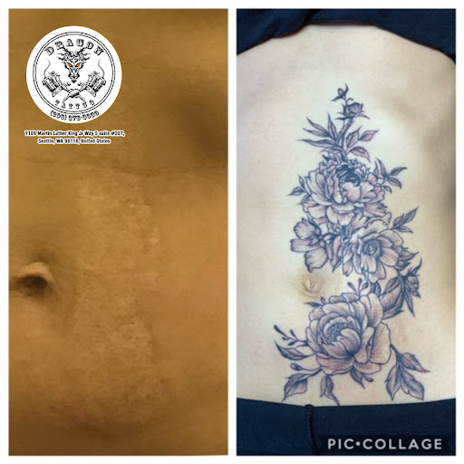 Explore hairline tattoo ideas, creative tattoo ideas in Seattle, available at Dragon Tattoo