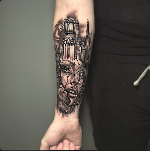 Explore last name back tattoo ideas, creative tattoo ideas in Camp Hill, available at Camp Hill Collective Tattoo and PMU